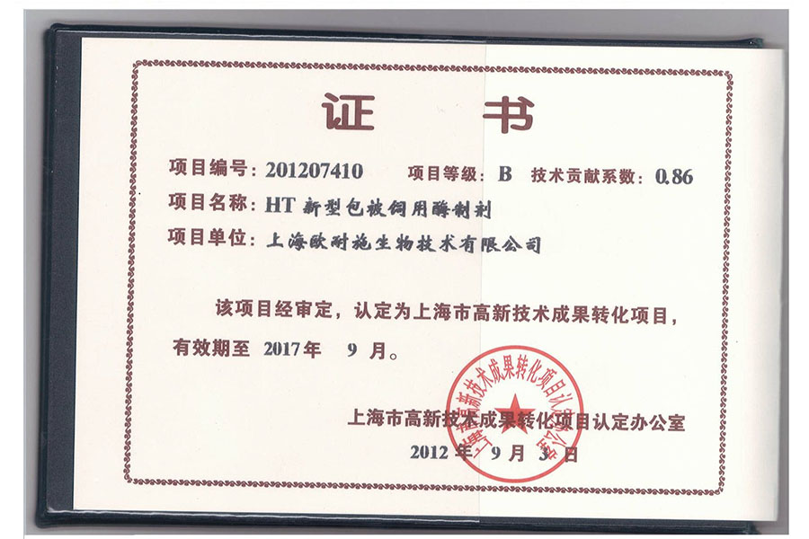 2012年上海市高新技术成果转化项目