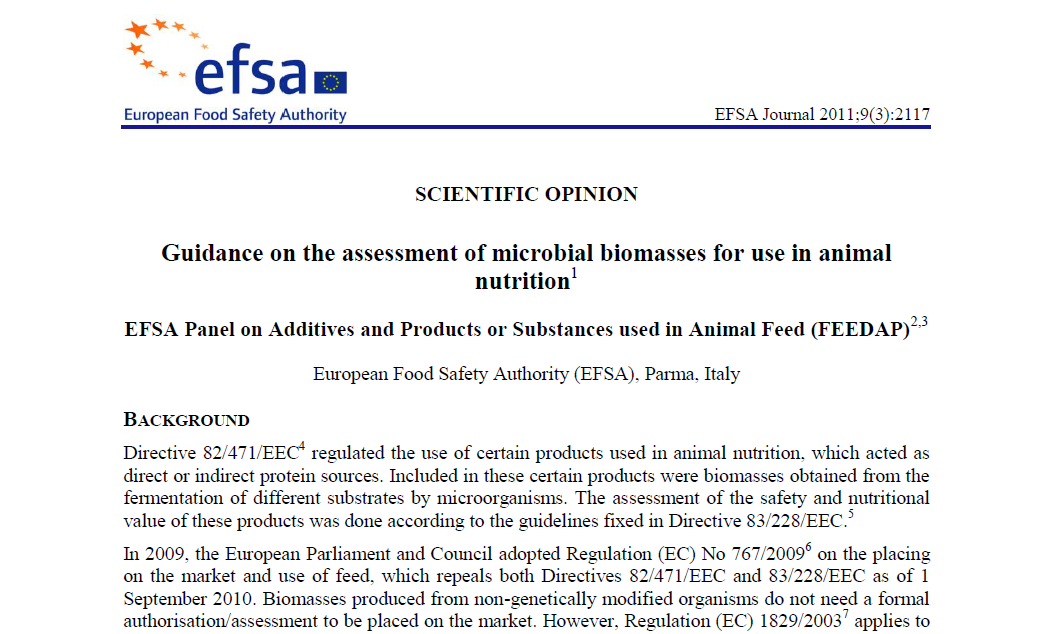 欧盟就评估动物营养使用的微生物量发布指导性文件